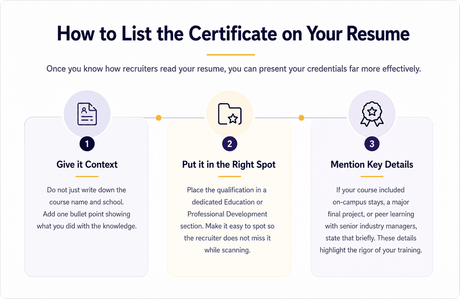 How to List the Certificate on Your Resume